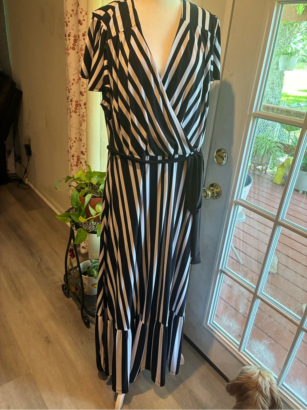 INC International Concepts Black and White Wrap Maxi Dress